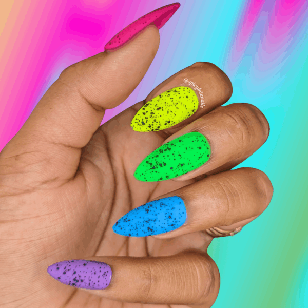 Summer of 95 – Matte Neon Speckled Rainbow Press-On Nail Extensions 10pcs
