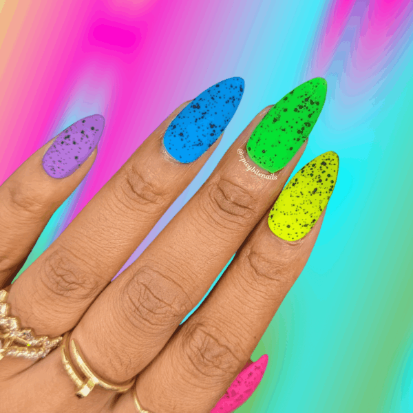 Summer of 95 – Matte Neon Speckled Rainbow Press-On Nail Extensions 10pcs