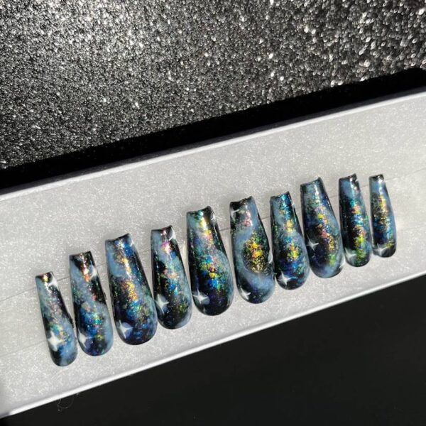 Lost in Space – Galaxy Handmade False Press-On Nail Extensions 10pcs