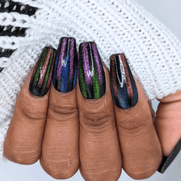 Fruit Stripe – Cat-Eye Rainbow Stripe False Press-On Nail Extensions 10pcs