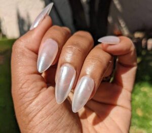 Glazed Donut Nails - White Pearl Chrome False Press-On Nail Extensions 10pcs