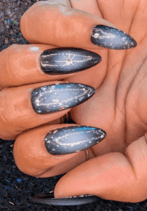 Dark and Stormy - Black and White Glittery Aura False Press-On Nail Extensions 10pcs