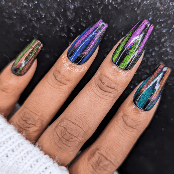 Fruit Stripe – Cat-Eye Rainbow Stripe False Press-On Nail Extensions 10pcs
