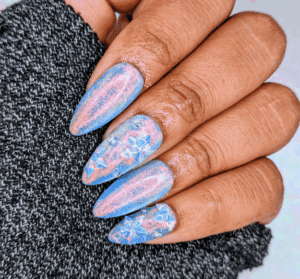 Snow Bunny - Blue and White Winter Snowflake False Press-On Nail Extensions 10pcs