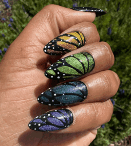 Wings 'n Things - Rainbow Cat-Eye Butterfly Wing False Press-On Nail Extensions 10pcs