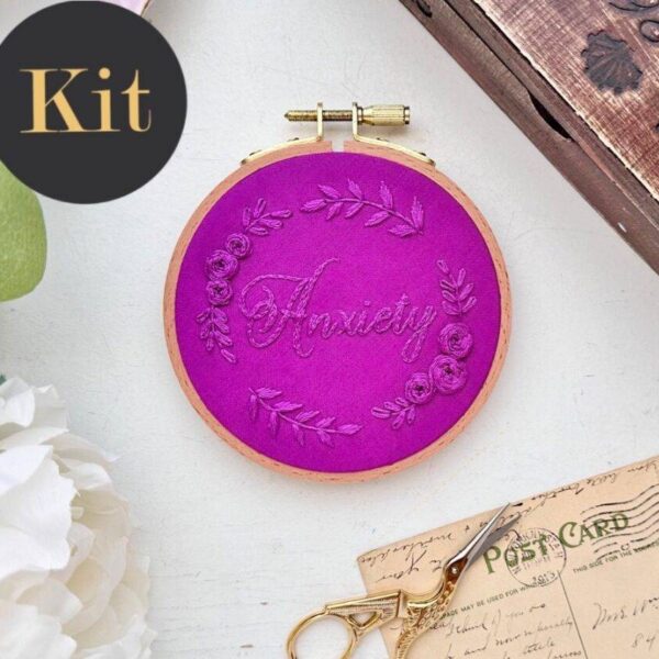 Anxiety 4 inch Monochrome Embroidery // KIT Multiple color options