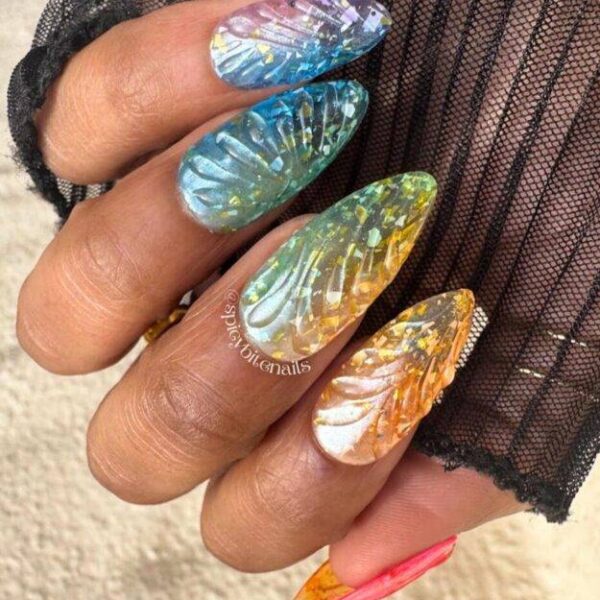 Jelly Beam – Rainbow Ombre 3D Blob Sheer Jelly Press-On Nail Extensions 10pcs