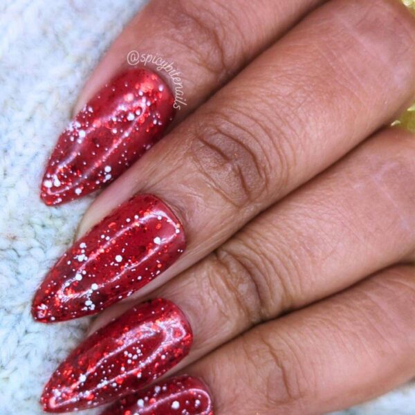 Santa Baby – Red and White Glitter Christmas False Press-On Nail Extensions 10pcs