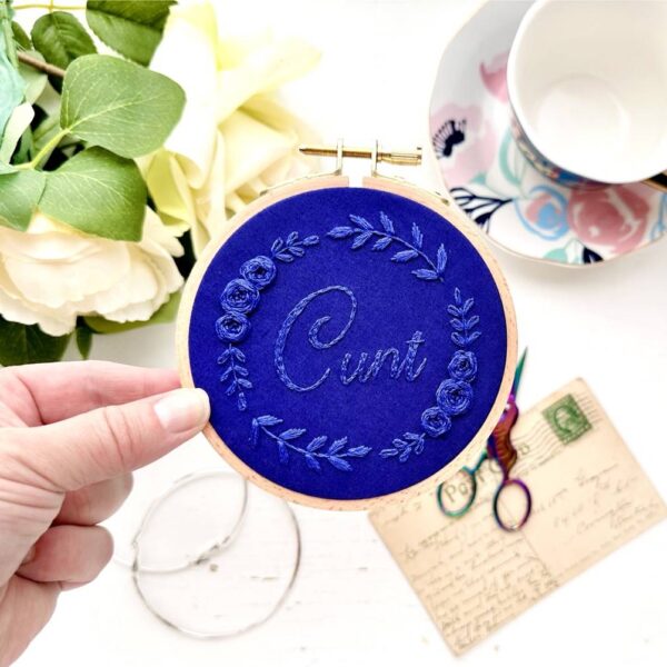 Cunt monochrome embroidery // PDF Pattern Download 4″ Hoop