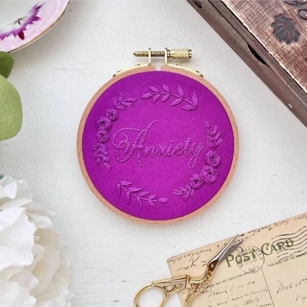 Anxiety 4 inch Monochrome Embroidery // KIT Multiple color options
