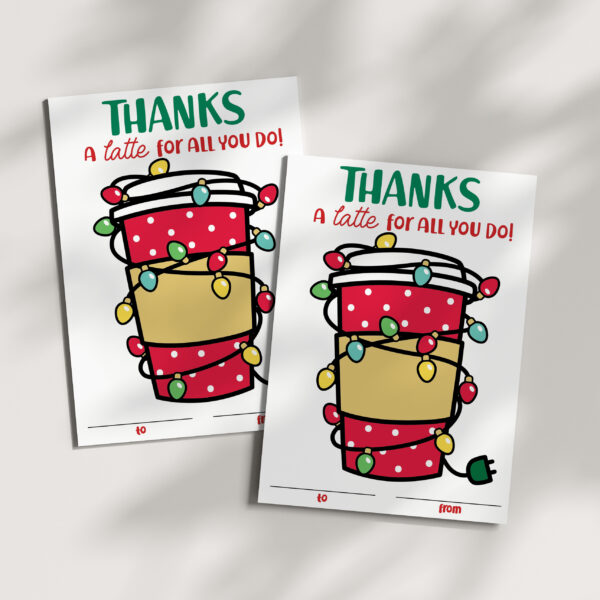 Funny Christmas Coffee Gift Card Holder – INSTANT DOWNLOAD – Thanks a Latte