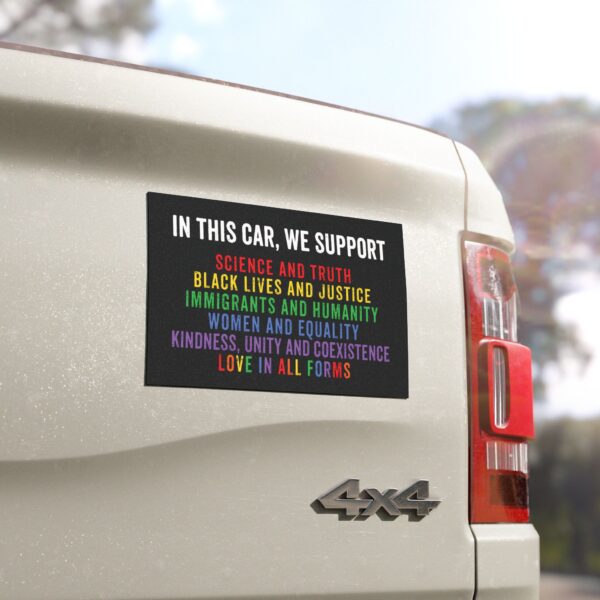 In This Car We Support – Car Bumper Magnet