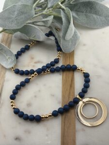 Druzy Blue Agate & Gold Circle Necklace