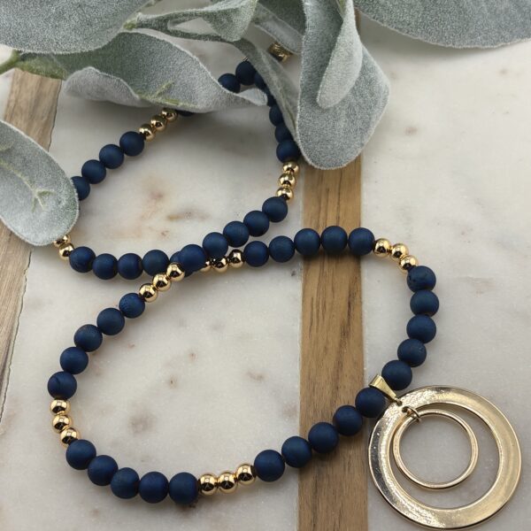 Druzy Blue Agate & Gold Circle Necklace