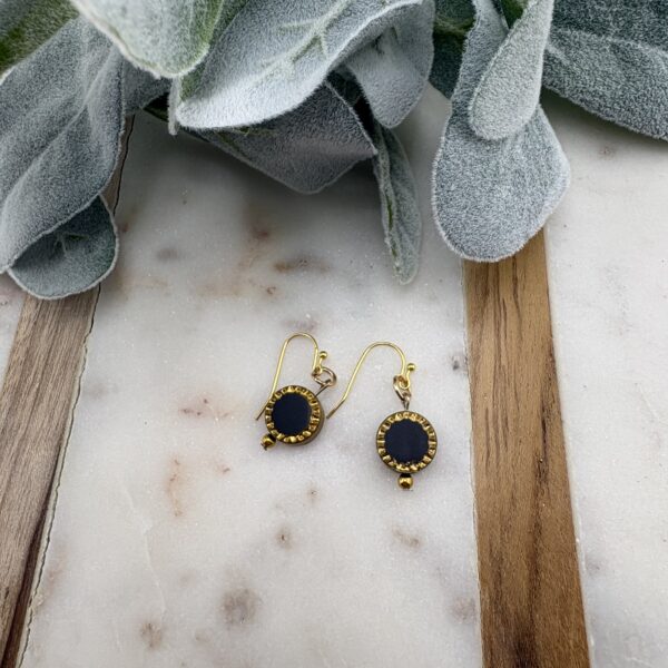 Black & Gold Glass Deco Earrings