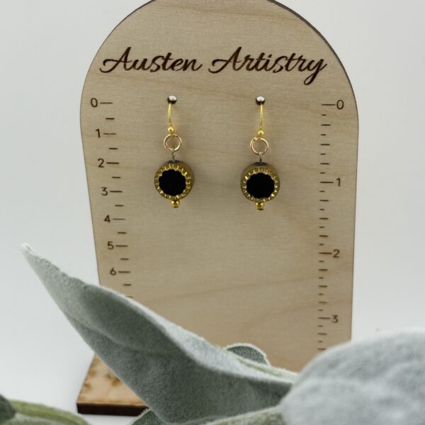 Black & Gold Glass Deco Earrings