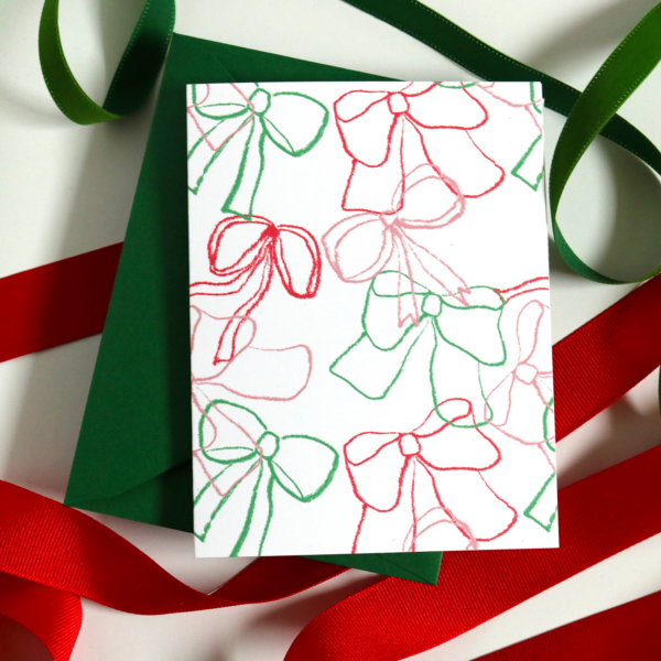 Illustrated Holiday Bows Christmas Greeting Card