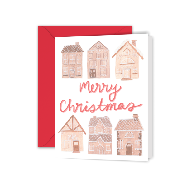 Merry Christmas Gingerbread Houses Christmas Greeting Card