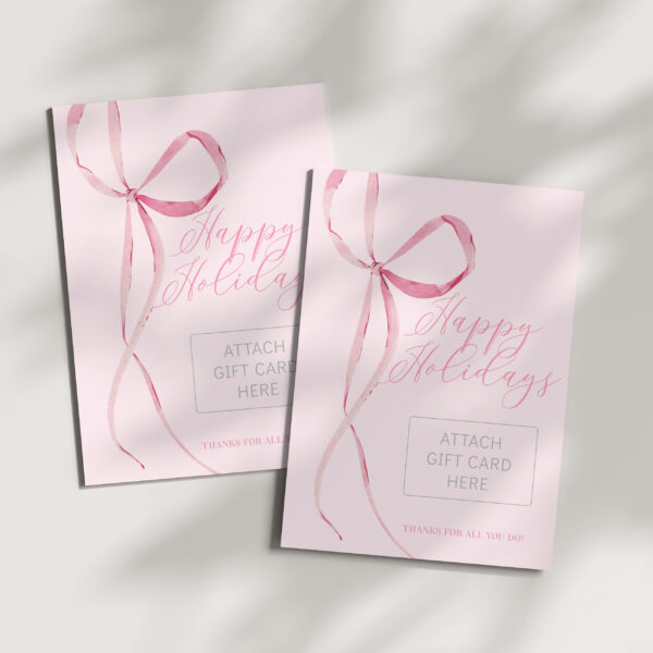 Pink Bow Holiday Gift Card Holder – INSTANT DOWNLOAD
