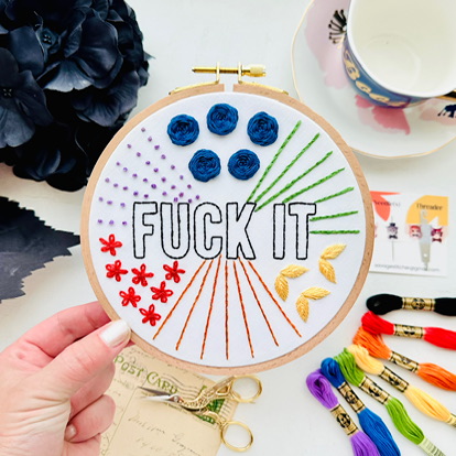 Fuck it Beginner Embroidery Sampler // 6 inch embroidery kit