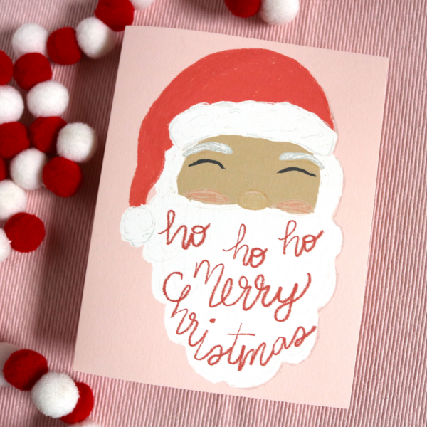 Vintage Inspired Ho Ho Ho Santa Christmas Greeting Card