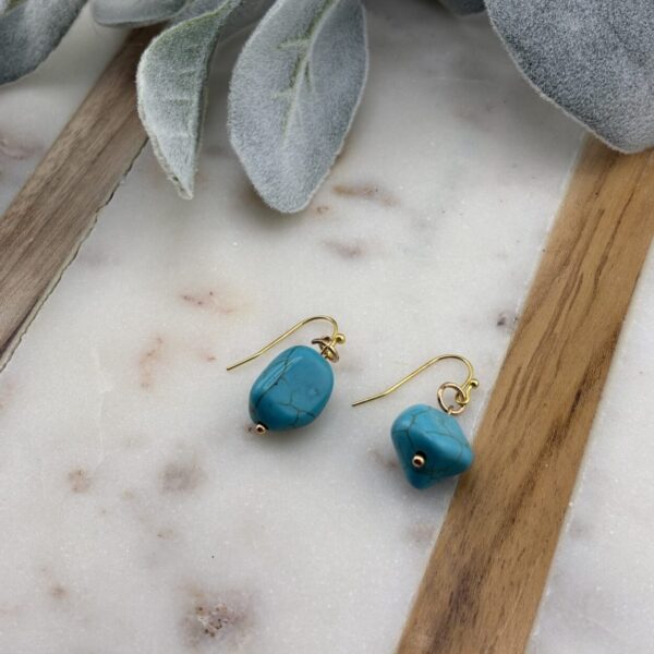 Semi-Precious Turquoise Nugget Earrings