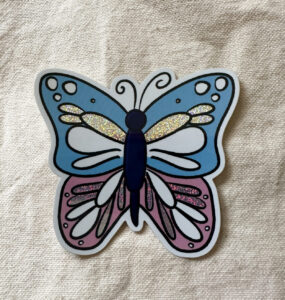 Glitter Butterfly Sticker (Glossy)