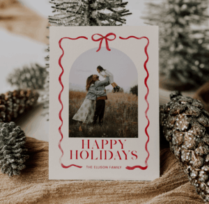 Bow Christmas Photo Card - CANVA Template