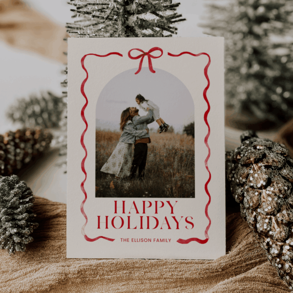 Bow Christmas Photo Card – CANVA Template