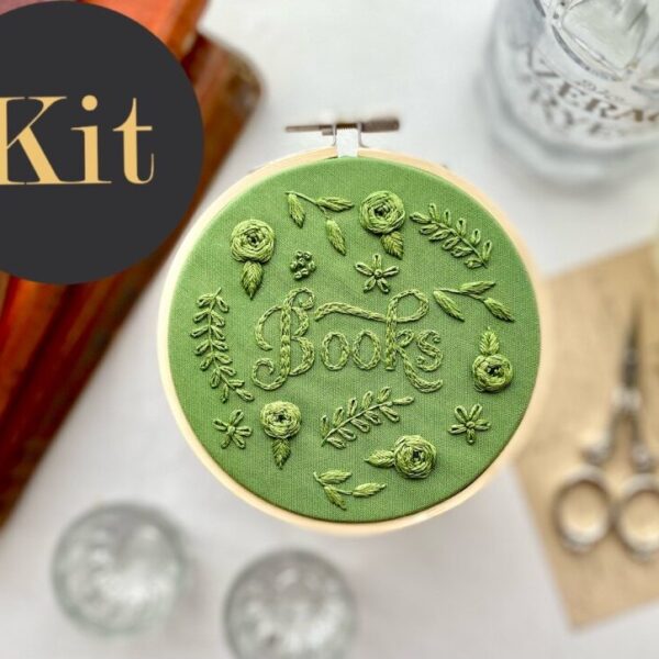 Books 4 inch Monochrome Embroidery // KIT Multiple color options