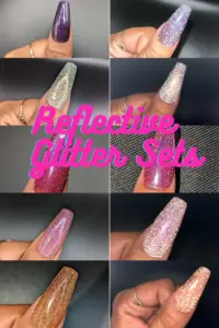 Reflective Glitter Solid Color *Choose Your Color* - Hand-painted Reusable Press-On Nail Extensions 10 or 23 nails