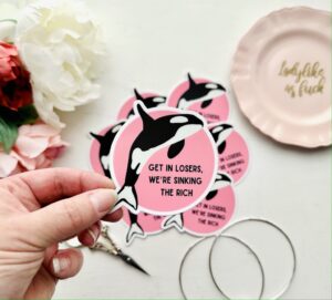 STICKER!! Sinking the rich orca 3 inch sticker