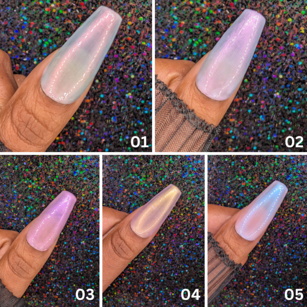 Mermaid Aurora Iridescent Single Color Sets *Choose Your Color* – Hand-painted Reusable Press-On Nail Extensions 10 pcs
