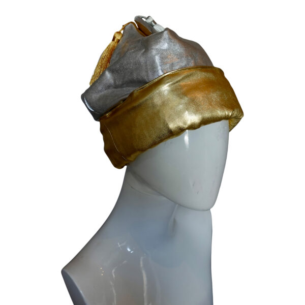 Royal Toque Puffer Hat in Gold & Silver