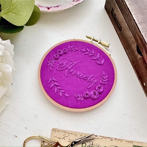 Anxiety monochrome embroidery // PDF Pattern Download 4″ Hoop