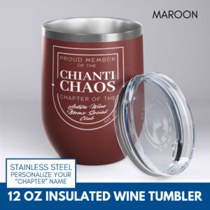 Antifa Wine Moms Social Club Tumbler | 12oz Stemless Insulated Stainless Steel, Organized Mom Gang