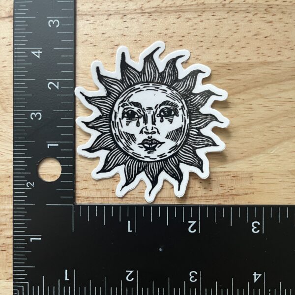 Sad Sun Sticker – weatherproof adhesive, UV protective laminate