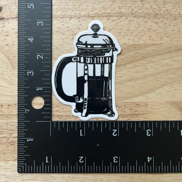 French Press Sticker – weatherproof adhesive, UV protective laminate