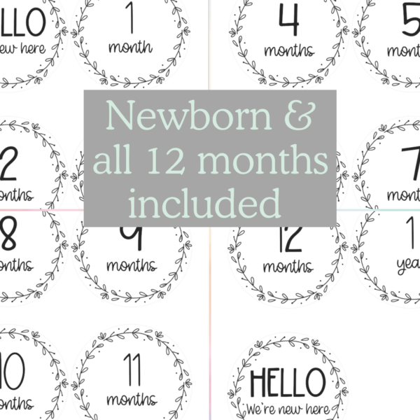 Baby Milestone Beginner Hand Embroidery Pattern Bundle: Newborn to 12 Months, photo props (PDF Download)