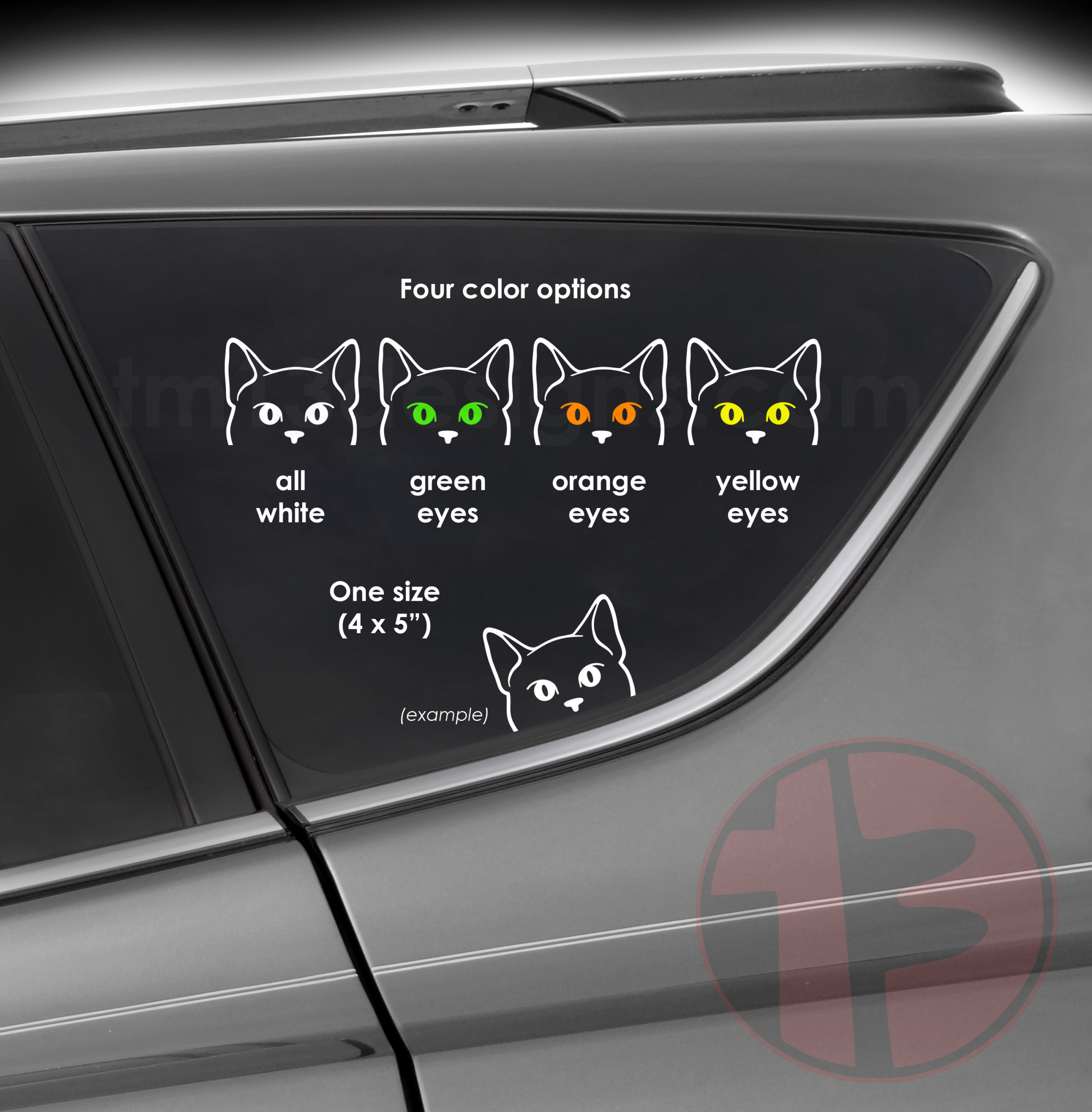 Samples of Cat Peepers vinyl decal