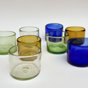 Handblown Bodega Wine Glasses in Blue, amber, green and clear