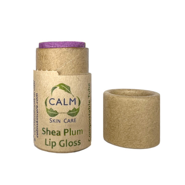 Shea Plum Lip Gloss in Biodegradable Eco Paper Tubes by CALM Skin Care