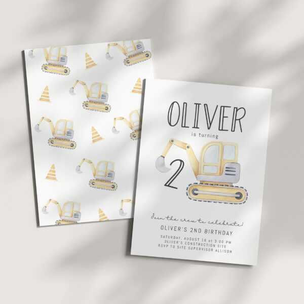 Construction Birthday Party Invitation – EDITABLE TEMPLATE