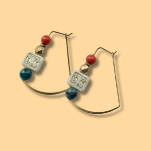 Gold Brass + Stone Lightweight Statement Earrings