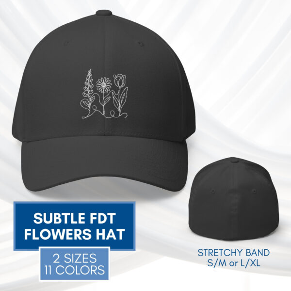 Subtle FDT Flowers Embroidered Baseball Cap | Anti-Trump Hat (2 Sizes, Stretchy Band)