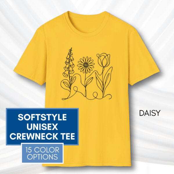 Subtle FDT Flowers Unisex Softstyle T-Shirt | Foxglove Daisy Tulip Anti-Trump Tee