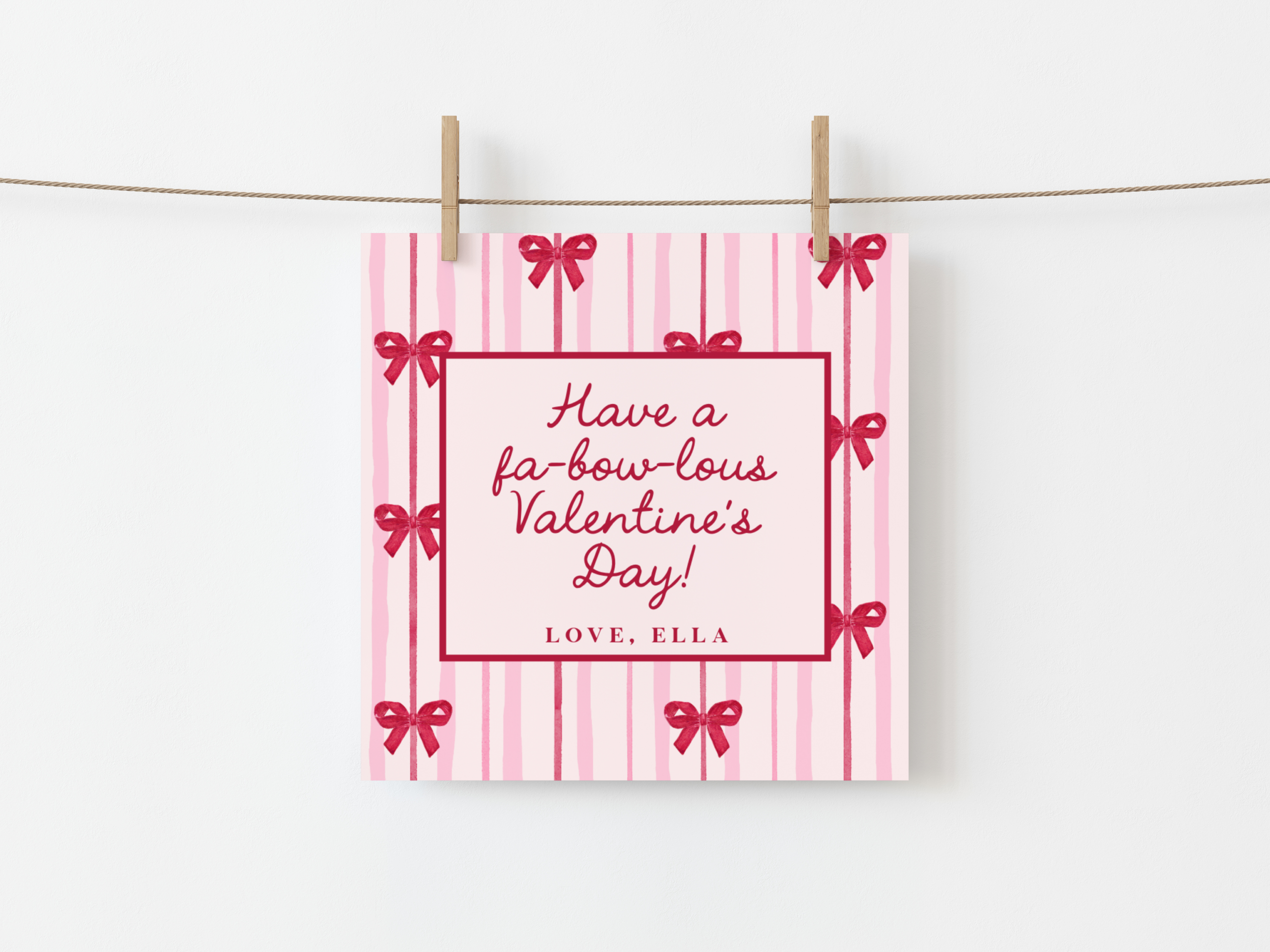 bow valentine tag