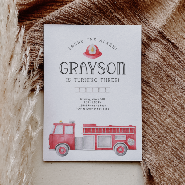 Firetruck Invitation – EDITABLE TEMPLATE