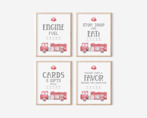firetruck party sign set