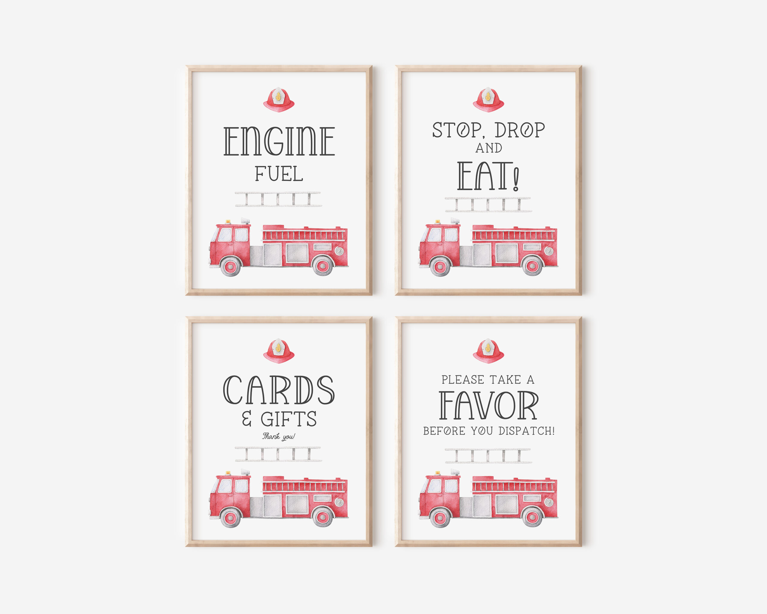 firetruck party sign set